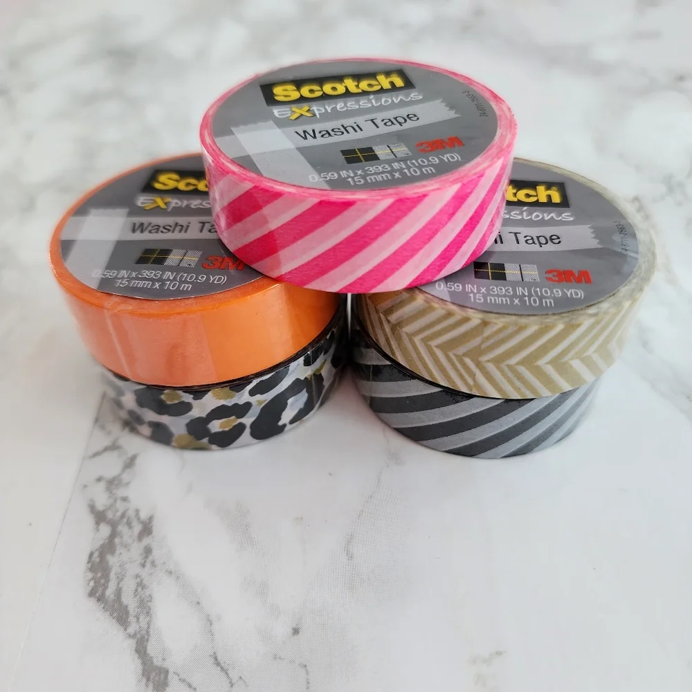 5 Decorative Scotch Washi Tape Set - Multicolor